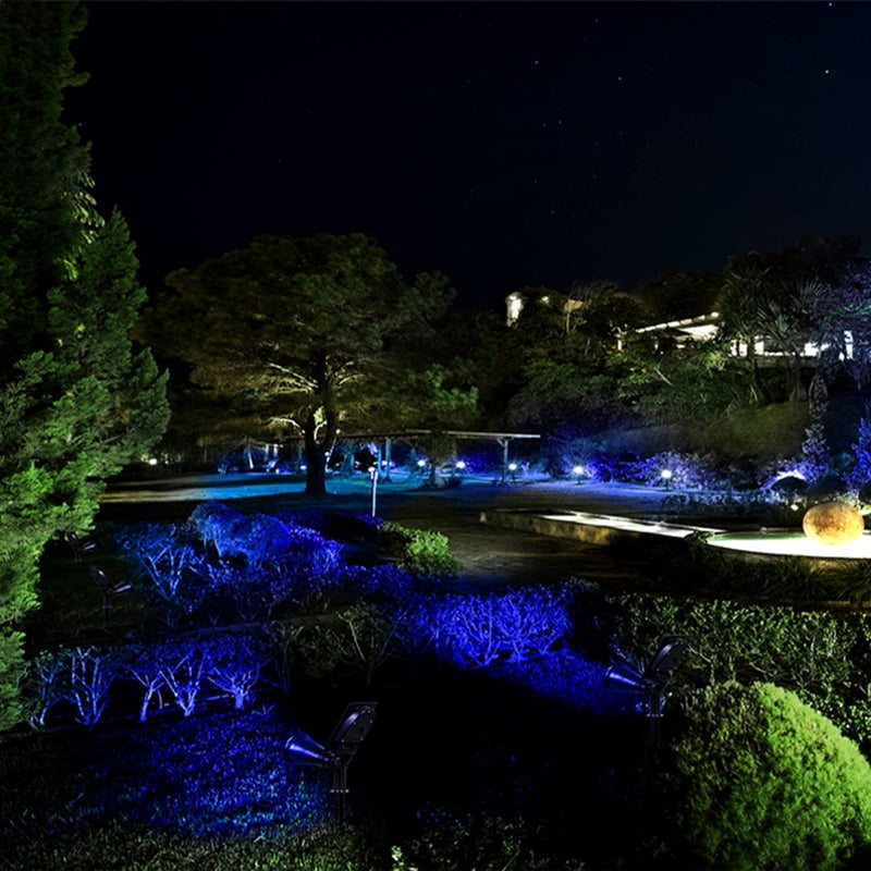 T-SUN Blue Solar Spotlights, Solar Lights Outdoor Waterproof, Auto ON/Off Adjustable Solar Garden Pond Lights for Tree, Patio, Yard, Garden, Driveway, Stairs, Pool Area (Blue- 2 Pack) - Image 4